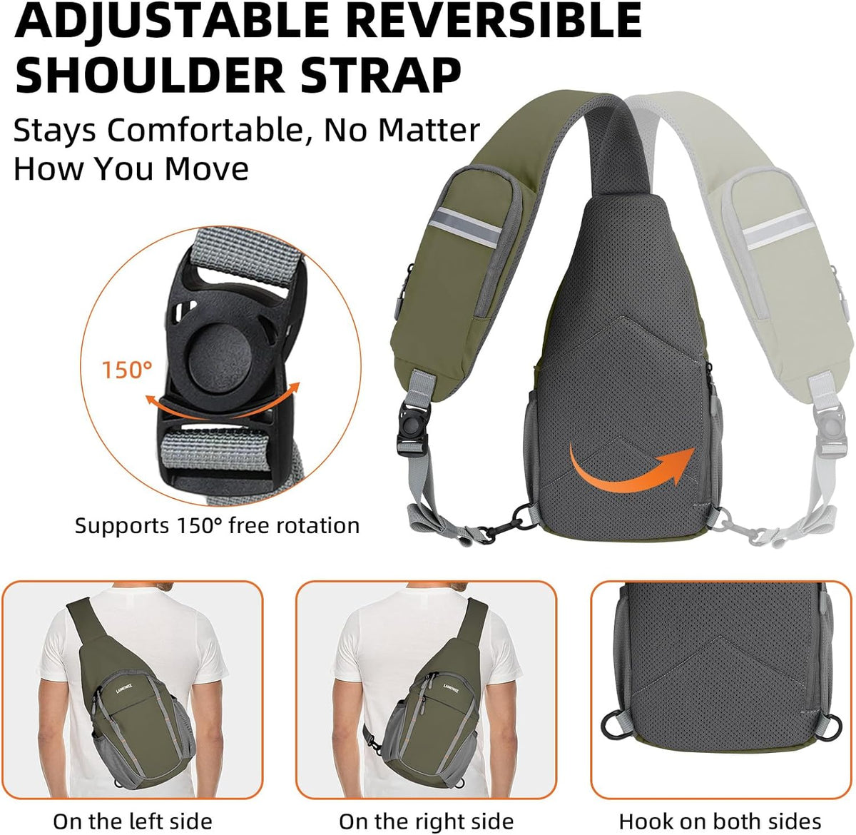 Small Crossbody Sling Bag, Water-Resistant Chest Pack with RFID Blocking, Lightweight Travel Backpack, Ideal for Hiking, Commuting, Outdoor Activities