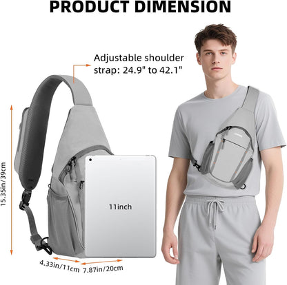 Small Crossbody Sling Bag, Water-Resistant Chest Pack with RFID Blocking, Lightweight Travel Backpack, Ideal for Hiking, Commuting, Outdoor Activities