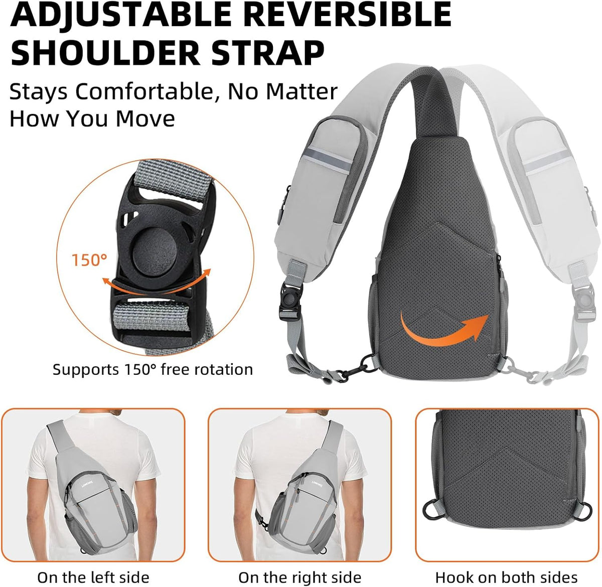 Small Crossbody Sling Bag, Water-Resistant Chest Pack with RFID Blocking, Lightweight Travel Backpack, Ideal for Hiking, Commuting, Outdoor Activities