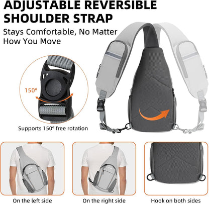 Small Crossbody Sling Bag, Water-Resistant Chest Pack with RFID Blocking, Lightweight Travel Backpack, Ideal for Hiking, Commuting, Outdoor Activities
