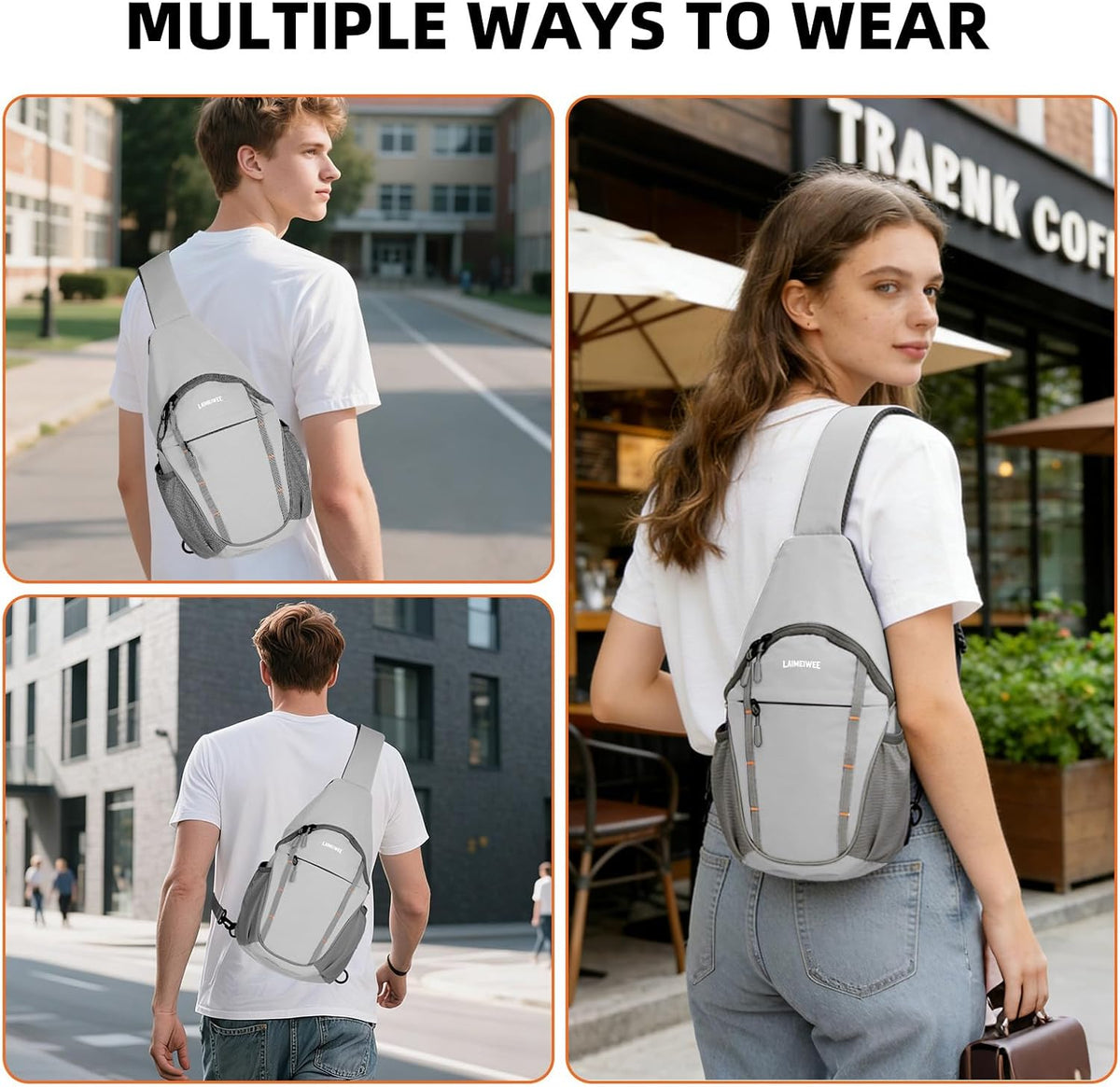 Small Crossbody Sling Bag, Water-Resistant Chest Pack with RFID Blocking, Lightweight Travel Backpack, Ideal for Hiking, Commuting, Outdoor Activities