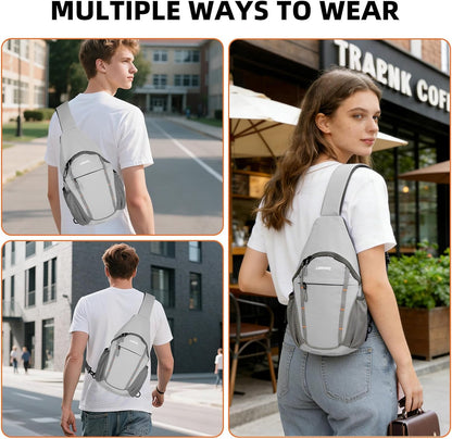 Small Crossbody Sling Bag, Water-Resistant Chest Pack with RFID Blocking, Lightweight Travel Backpack, Ideal for Hiking, Commuting, Outdoor Activities