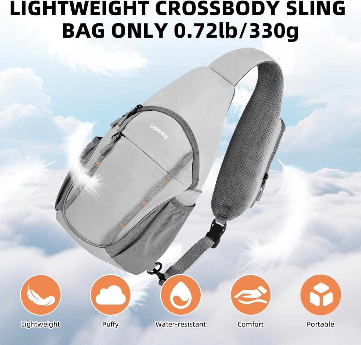 Small Crossbody Sling Bag, Water-Resistant Chest Pack with RFID Blocking, Lightweight Travel Backpack, Ideal for Hiking, Commuting, Outdoor Activities