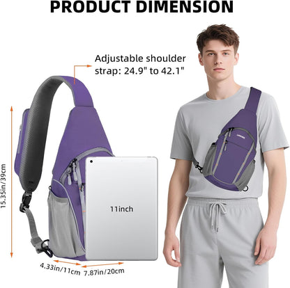 Small Crossbody Sling Bag, Water-Resistant Chest Pack with RFID Blocking, Lightweight Travel Backpack, Ideal for Hiking, Commuting, Outdoor Activities