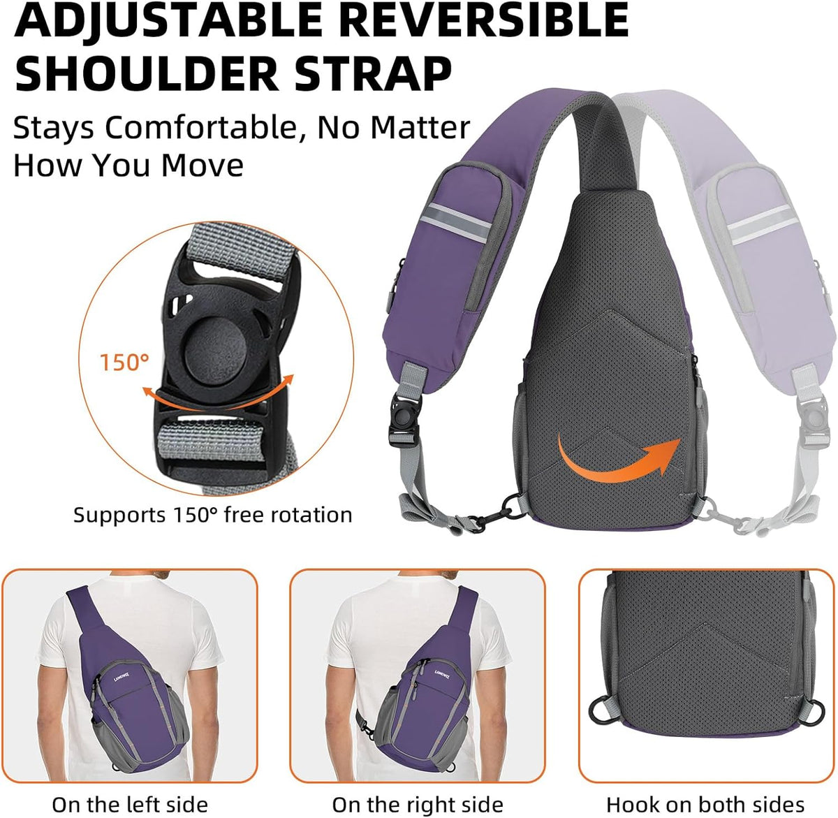 Small Crossbody Sling Bag, Water-Resistant Chest Pack with RFID Blocking, Lightweight Travel Backpack, Ideal for Hiking, Commuting, Outdoor Activities