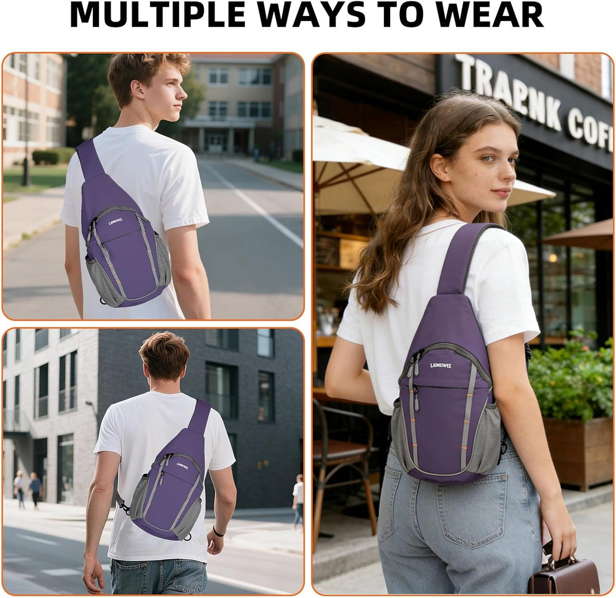 Small Crossbody Sling Bag, Water-Resistant Chest Pack with RFID Blocking, Lightweight Travel Backpack, Ideal for Hiking, Commuting, Outdoor Activities