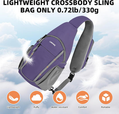 Small Crossbody Sling Bag, Water-Resistant Chest Pack with RFID Blocking, Lightweight Travel Backpack, Ideal for Hiking, Commuting, Outdoor Activities