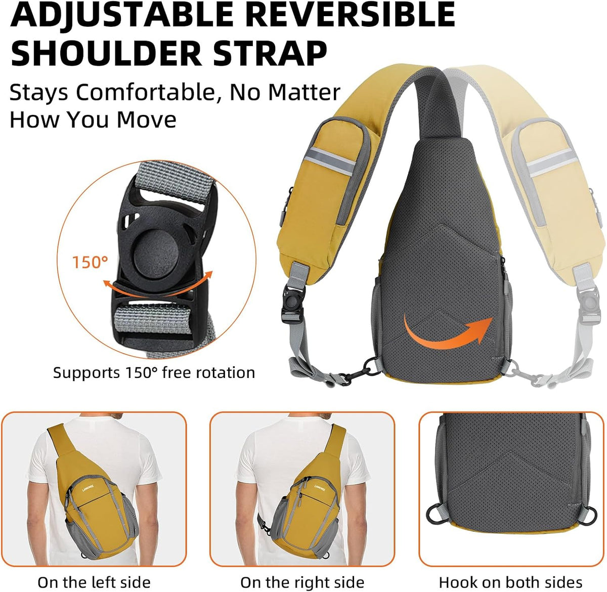 Small Crossbody Sling Bag, Water-Resistant Chest Pack with RFID Blocking, Lightweight Travel Backpack, Ideal for Hiking, Commuting, Outdoor Activities