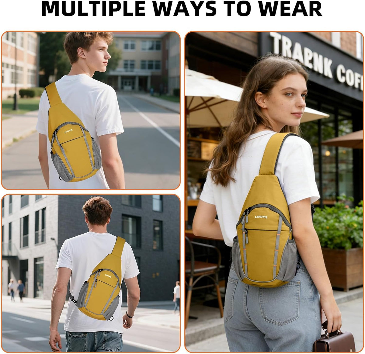 Small Crossbody Sling Bag, Water-Resistant Chest Pack with RFID Blocking, Lightweight Travel Backpack, Ideal for Hiking, Commuting, Outdoor Activities