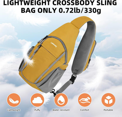 Small Crossbody Sling Bag, Water-Resistant Chest Pack with RFID Blocking, Lightweight Travel Backpack, Ideal for Hiking, Commuting, Outdoor Activities