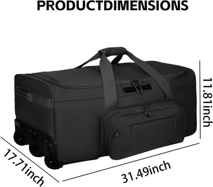 120L 3-Wheel Rolling Duffle Bag - Heavy Duty Military Deployment Bag, Durable Wheeled Duffle Luggage for Travel, Camping & Outdoor Adventures