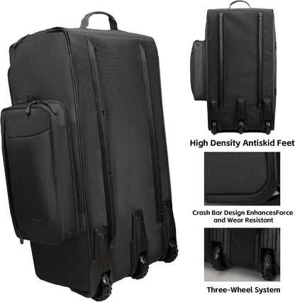 120L 3-Wheel Rolling Duffle Bag - Heavy Duty Military Deployment Bag, Durable Wheeled Duffle Luggage for Travel, Camping & Outdoor Adventures