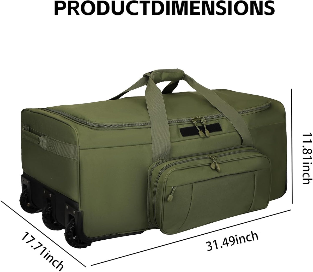 120L 3-Wheel Rolling Duffle Bag - Heavy Duty Military Deployment Bag, Durable Wheeled Duffle Luggage for Travel, Camping & Outdoor Adventures