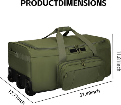 120L 3-Wheel Rolling Duffle Bag - Heavy Duty Military Deployment Bag, Durable Wheeled Duffle Luggage for Travel, Camping & Outdoor Adventures
