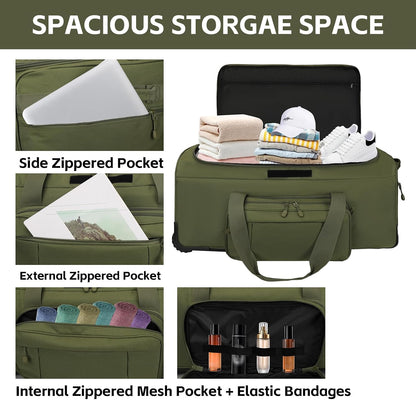 120L 3-Wheel Rolling Duffle Bag - Heavy Duty Military Deployment Bag, Durable Wheeled Duffle Luggage for Travel, Camping & Outdoor Adventures