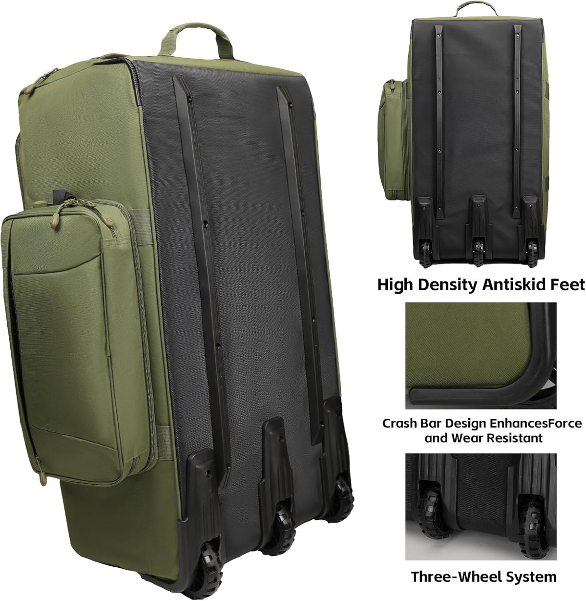 120L 3-Wheel Rolling Duffle Bag - Heavy Duty Military Deployment Bag, Durable Wheeled Duffle Luggage for Travel, Camping & Outdoor Adventures
