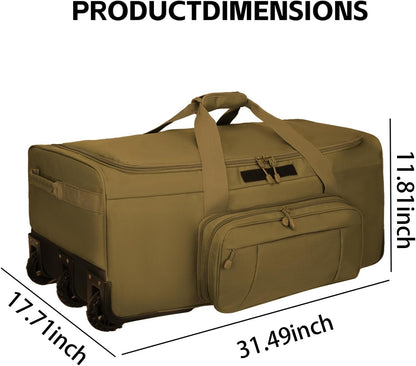 120L 3-Wheel Rolling Duffle Bag - Heavy Duty Military Deployment Bag, Durable Wheeled Duffle Luggage for Travel, Camping & Outdoor Adventures
