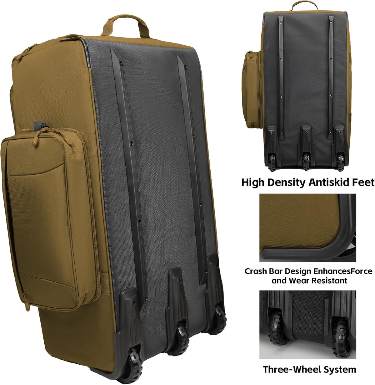 120L 3-Wheel Rolling Duffle Bag - Heavy Duty Military Deployment Bag, Durable Wheeled Duffle Luggage for Travel, Camping & Outdoor Adventures