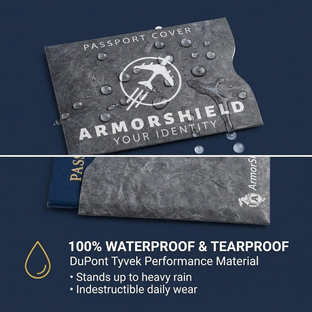 ArmorShield RFID Blocking Passport & Card Sleeves, 6-Piece, USA Made | Slim waterproof tearproof; Lightweight Tyvek ArmorShield, No bulk; FIPS 201 compliant, 1-year support