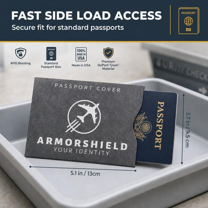 ArmorShield RFID Blocking Passport & Card Sleeves, 6-Piece, USA Made | Slim waterproof tearproof; Lightweight Tyvek ArmorShield, No bulk; FIPS 201 compliant, 1-year support