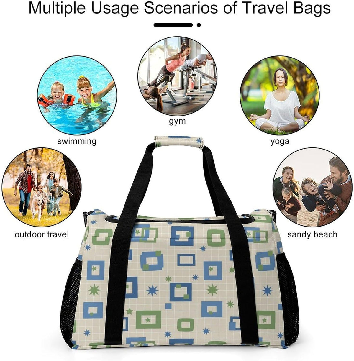Weekender Overnight Bag Duffel for Travel Gym Sports Large Main Compartment Carry Handles