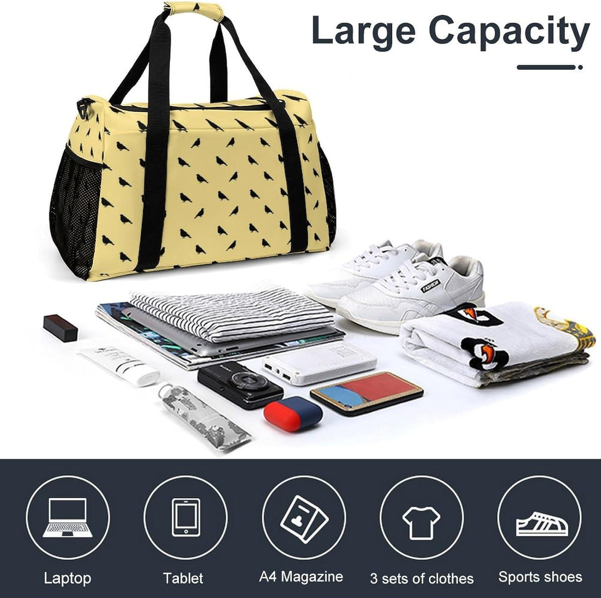 Weekender Overnight Bag Duffel for Travel Gym Sports Large Main Compartment Carry Handles