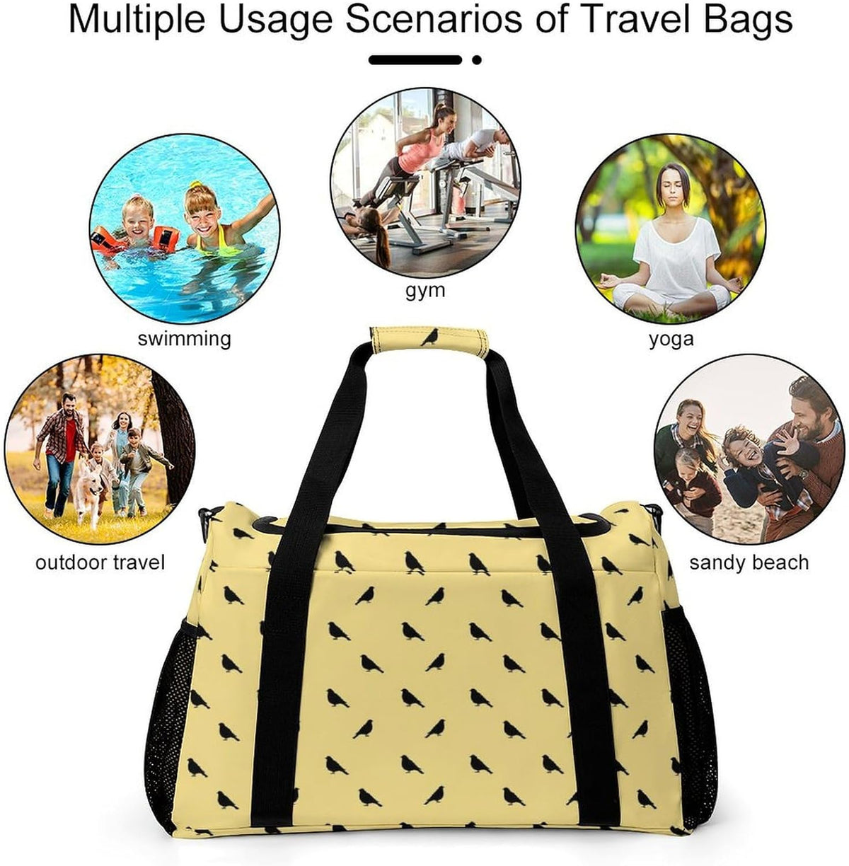 Weekender Overnight Bag Duffel for Travel Gym Sports Large Main Compartment Carry Handles