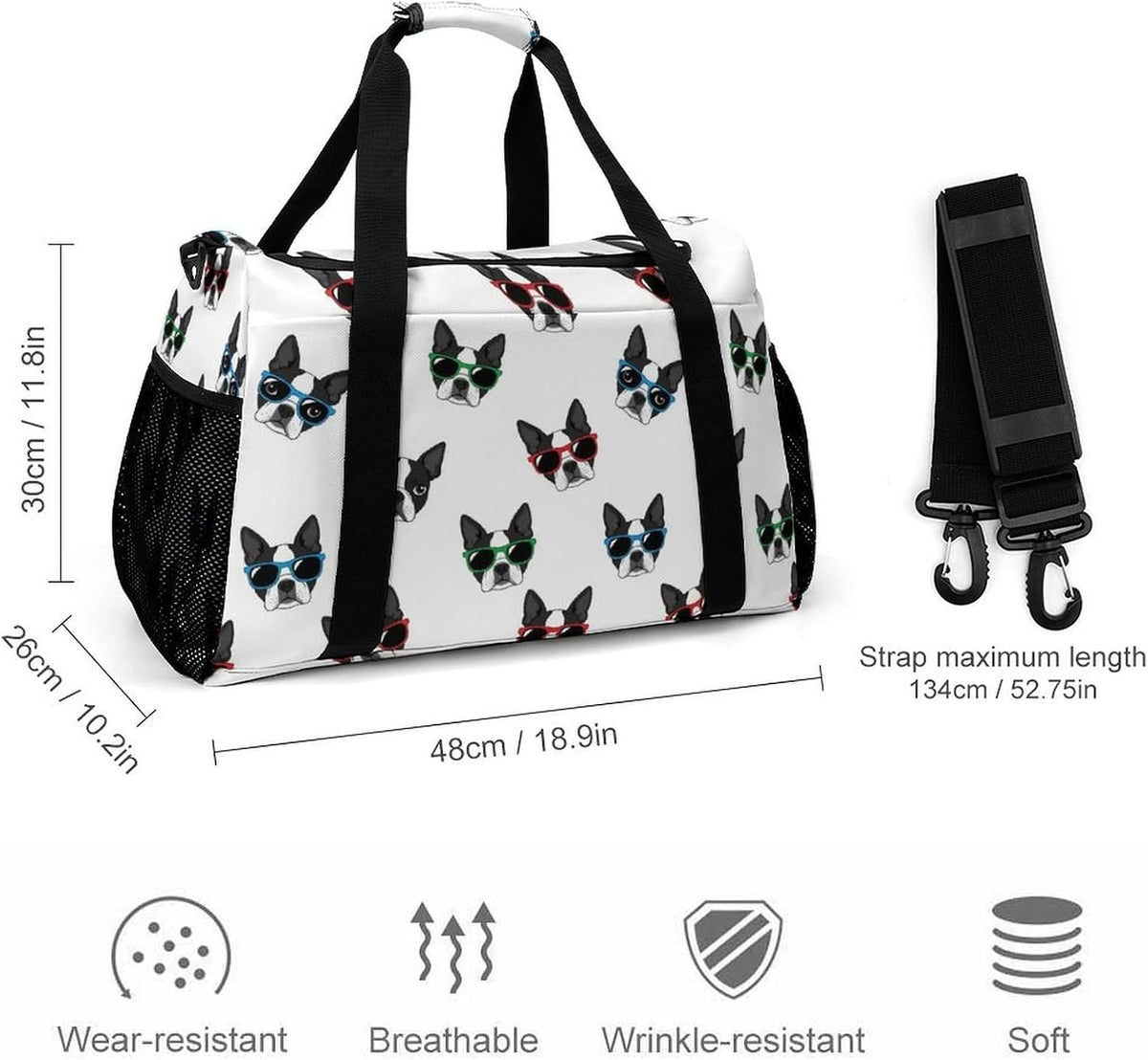 Weekender Overnight Bag Duffel for Travel Gym Sports Large Main Compartment Carry Handles