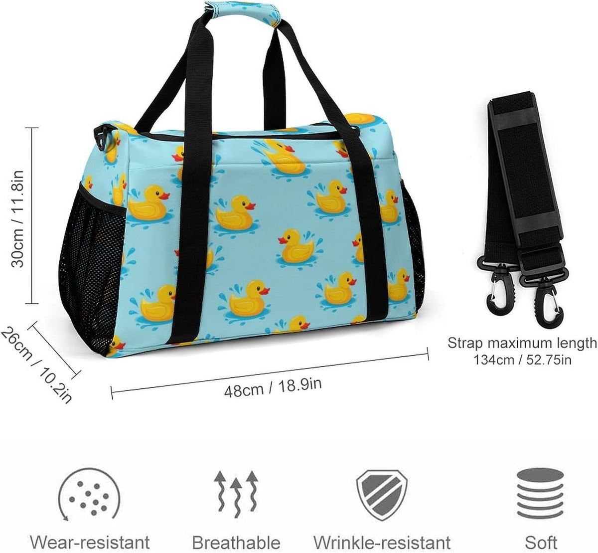 Weekender Overnight Bag Duffel for Travel Gym Sports Large Main Compartment Carry Handles