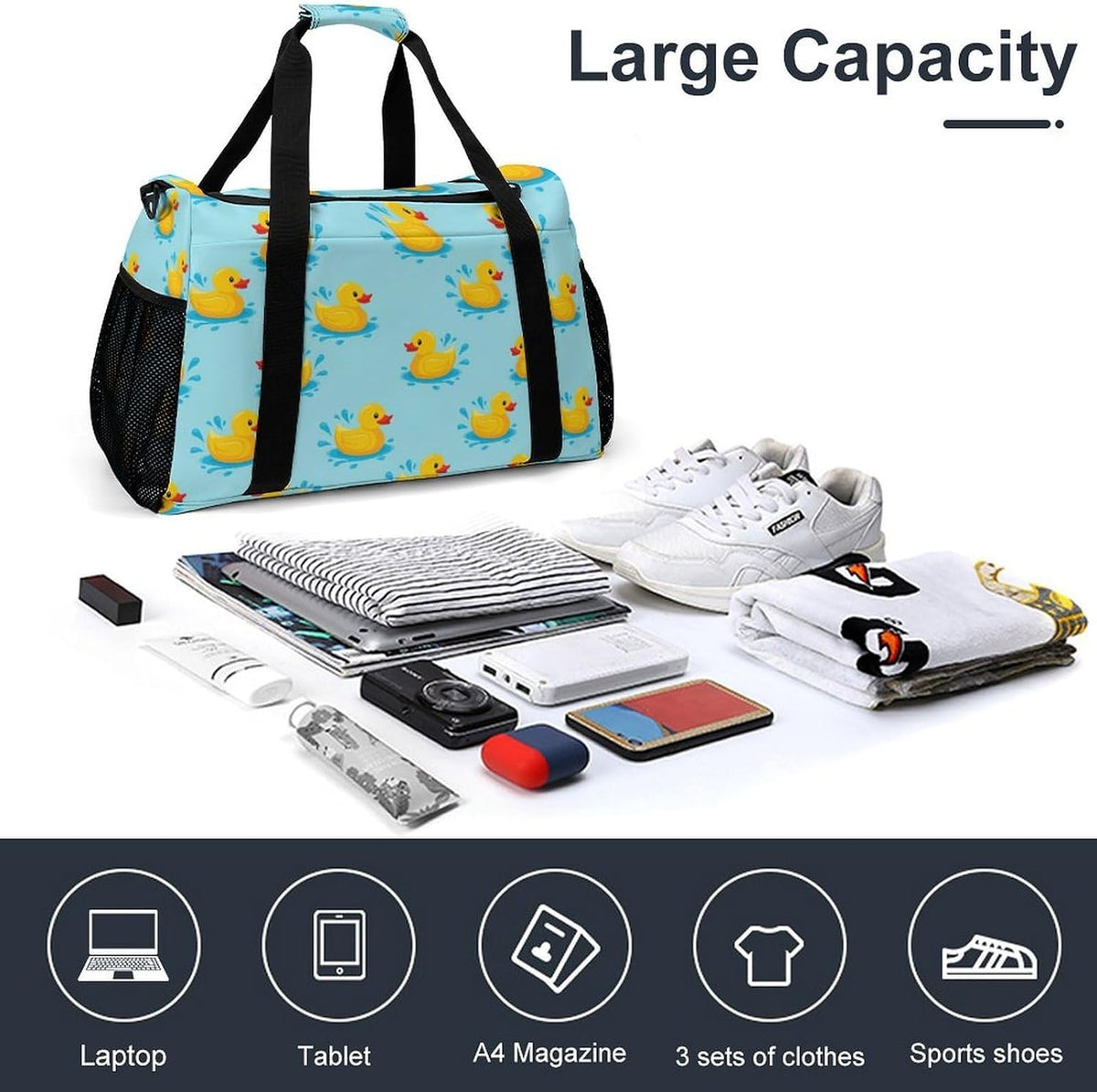 Weekender Overnight Bag Duffel for Travel Gym Sports Large Main Compartment Carry Handles