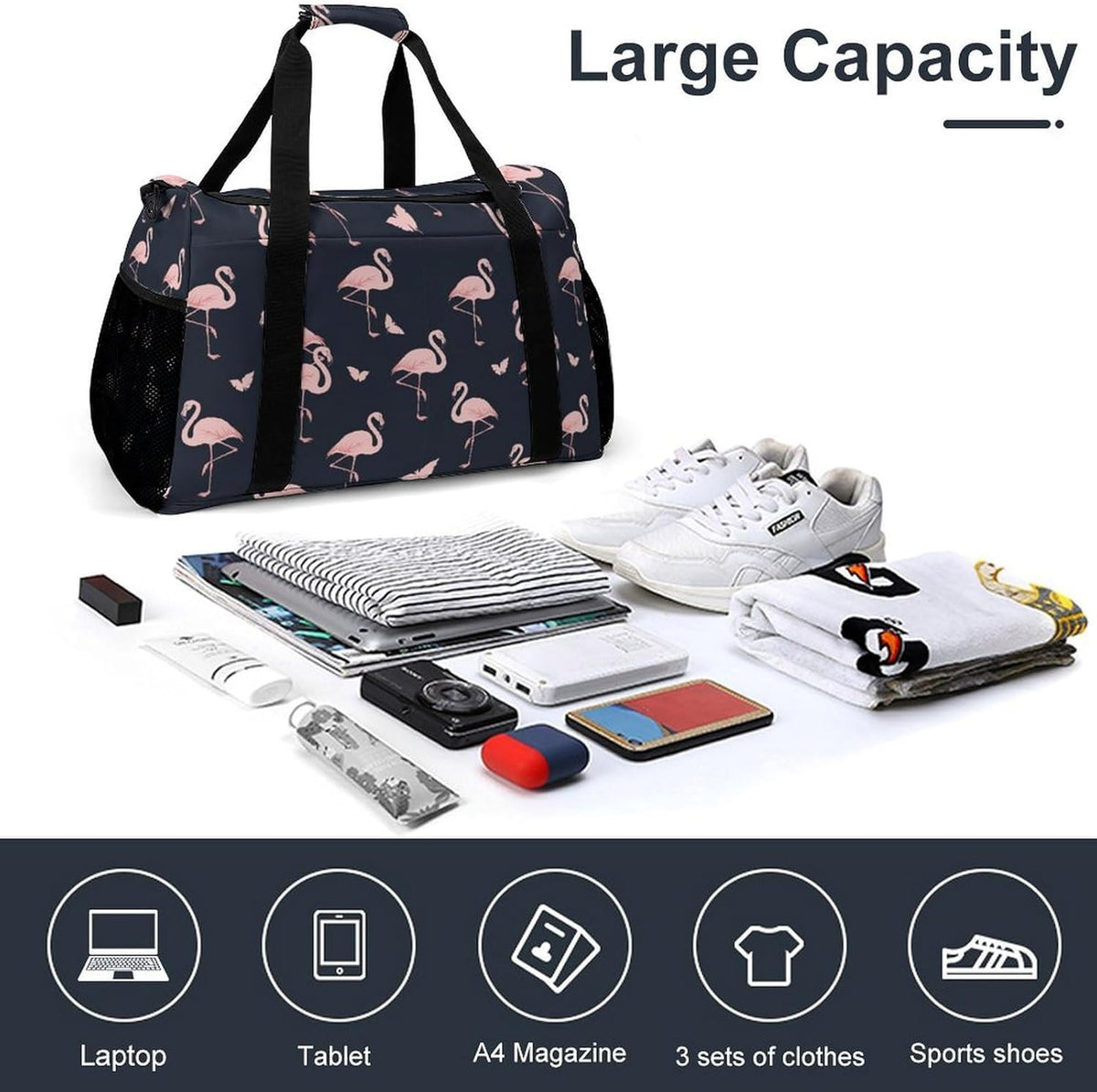 Weekender Overnight Bag Duffel for Travel Gym Sports Large Main Compartment Carry Handles