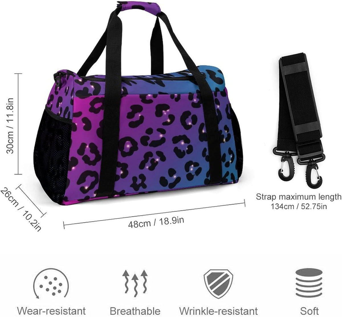 Weekender Overnight Bag Duffel for Travel Gym Sports Large Main Compartment Carry Handles