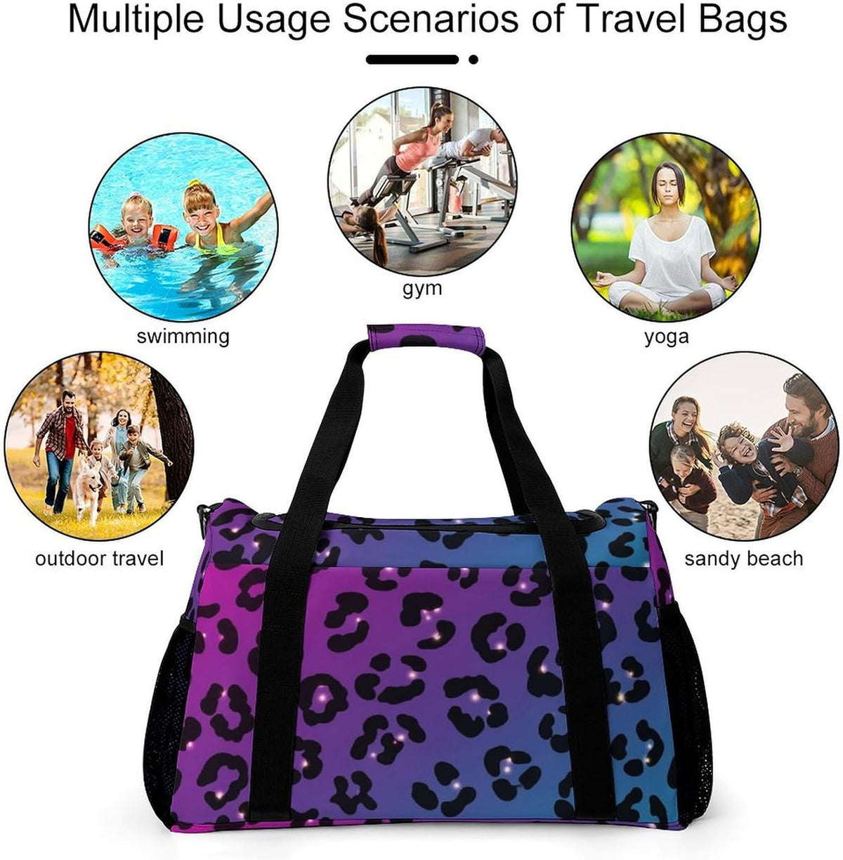 Weekender Overnight Bag Duffel for Travel Gym Sports Large Main Compartment Carry Handles