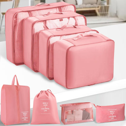 Packing Cubes 8 Set Travel Essentials for Carry on Luggage Organizers Bag Packing Cubes for Suitcases Travel Accessories (Pink)