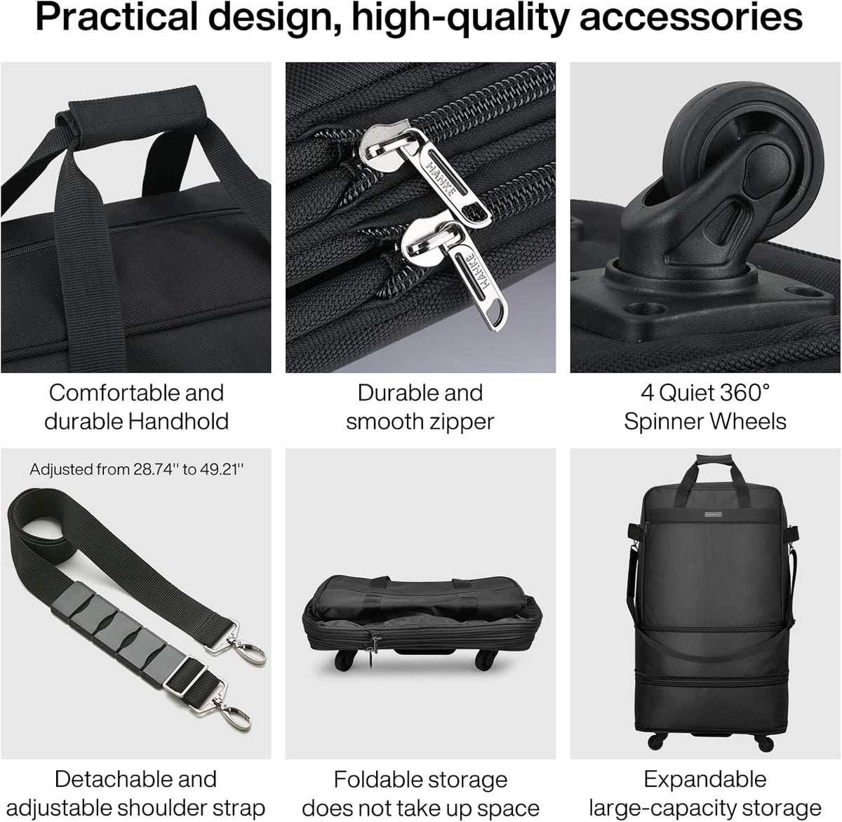 Suitcases with Wheels Expandable Foldable Luggage Bag Suitcase Collapsible Rolling Travel Bag Duffel Bag for Men Women Lightweight Suitcases without Telescoping Handle, Purple