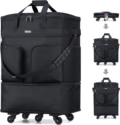 Suitcases with Wheels Expandable Foldable Luggage Bag Suitcase Collapsible Rolling Travel Bag Duffel Bag for Men Women Lightweight Suitcases without Telescoping Handle, Purple