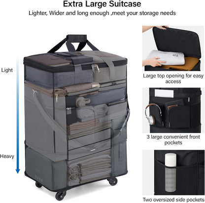 Suitcases with Wheels Expandable Foldable Luggage Bag Suitcase Collapsible Rolling Travel Bag Duffel Bag for Men Women Lightweight Suitcases without Telescoping Handle, Purple