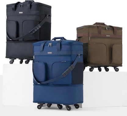 Suitcases with Wheels Expandable Foldable Luggage Bag Suitcase Collapsible Rolling Travel Bag Duffel Bag for Men Women Lightweight Suitcases without Telescoping Handle, Purple