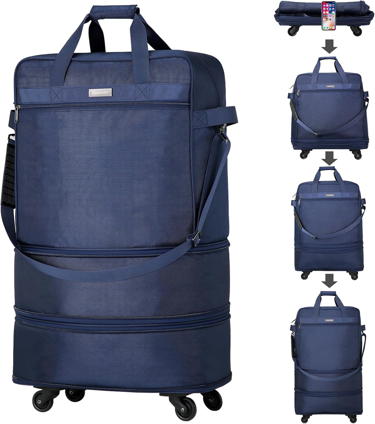 Suitcases with Wheels Expandable Foldable Luggage Bag Suitcase Collapsible Rolling Travel Bag Duffel Bag for Men Women Lightweight Suitcases without Telescoping Handle, Purple