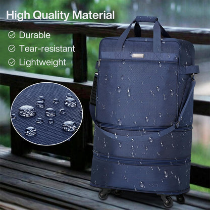 Suitcases with Wheels Expandable Foldable Luggage Bag Suitcase Collapsible Rolling Travel Bag Duffel Bag for Men Women Lightweight Suitcases without Telescoping Handle, Purple