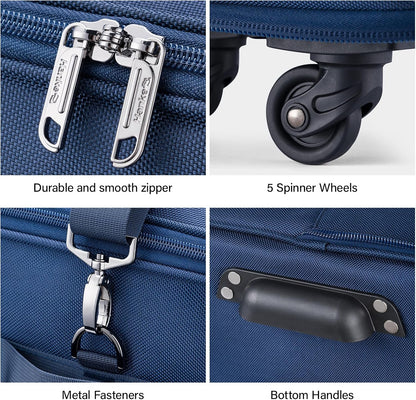 Suitcases with Wheels Expandable Foldable Luggage Bag Suitcase Collapsible Rolling Travel Bag Duffel Bag for Men Women Lightweight Suitcases without Telescoping Handle, Purple
