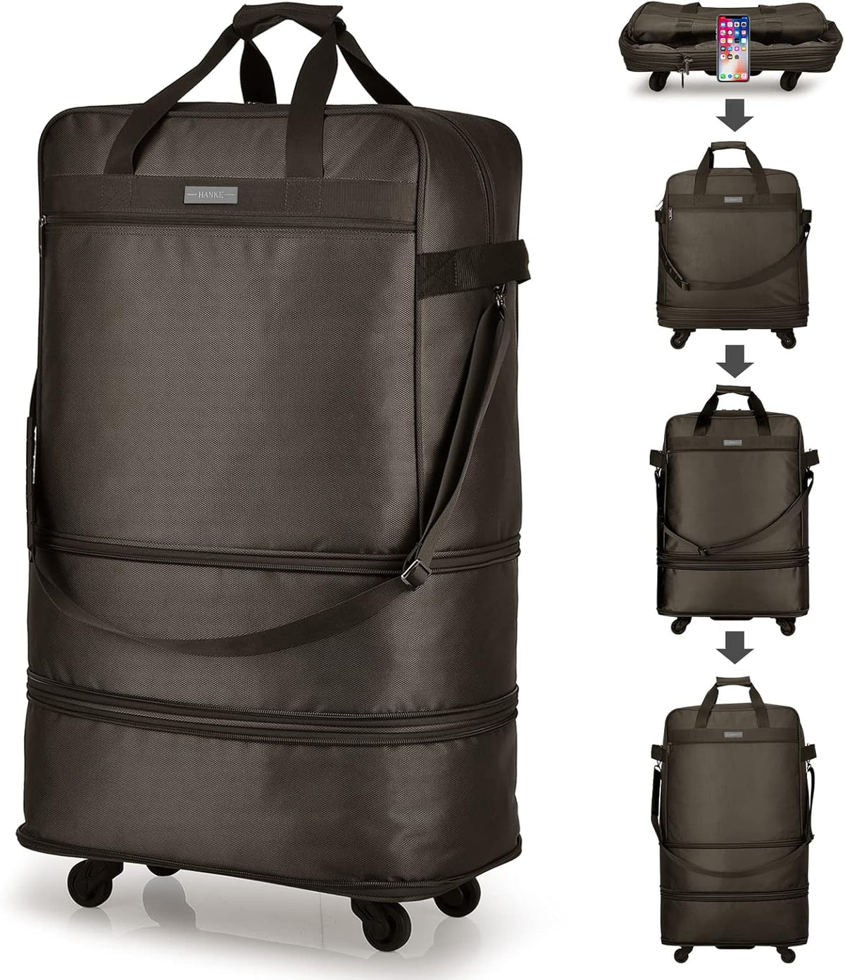 Suitcases with Wheels Expandable Foldable Luggage Bag Suitcase Collapsible Rolling Travel Bag Duffel Bag for Men Women Lightweight Suitcases without Telescoping Handle, Purple