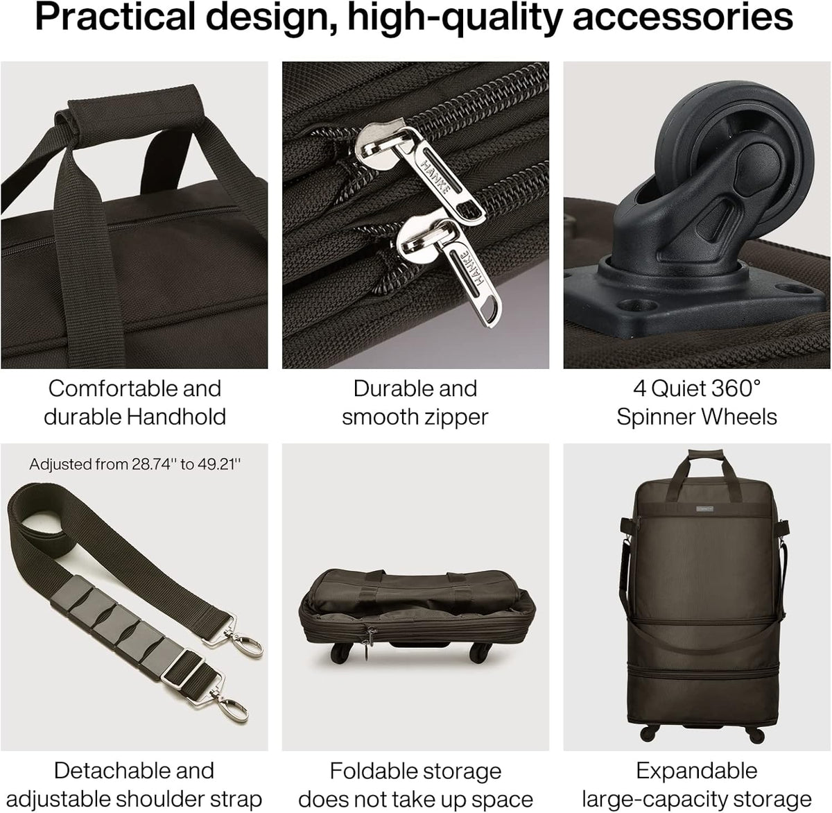 Suitcases with Wheels Expandable Foldable Luggage Bag Suitcase Collapsible Rolling Travel Bag Duffel Bag for Men Women Lightweight Suitcases without Telescoping Handle, Purple