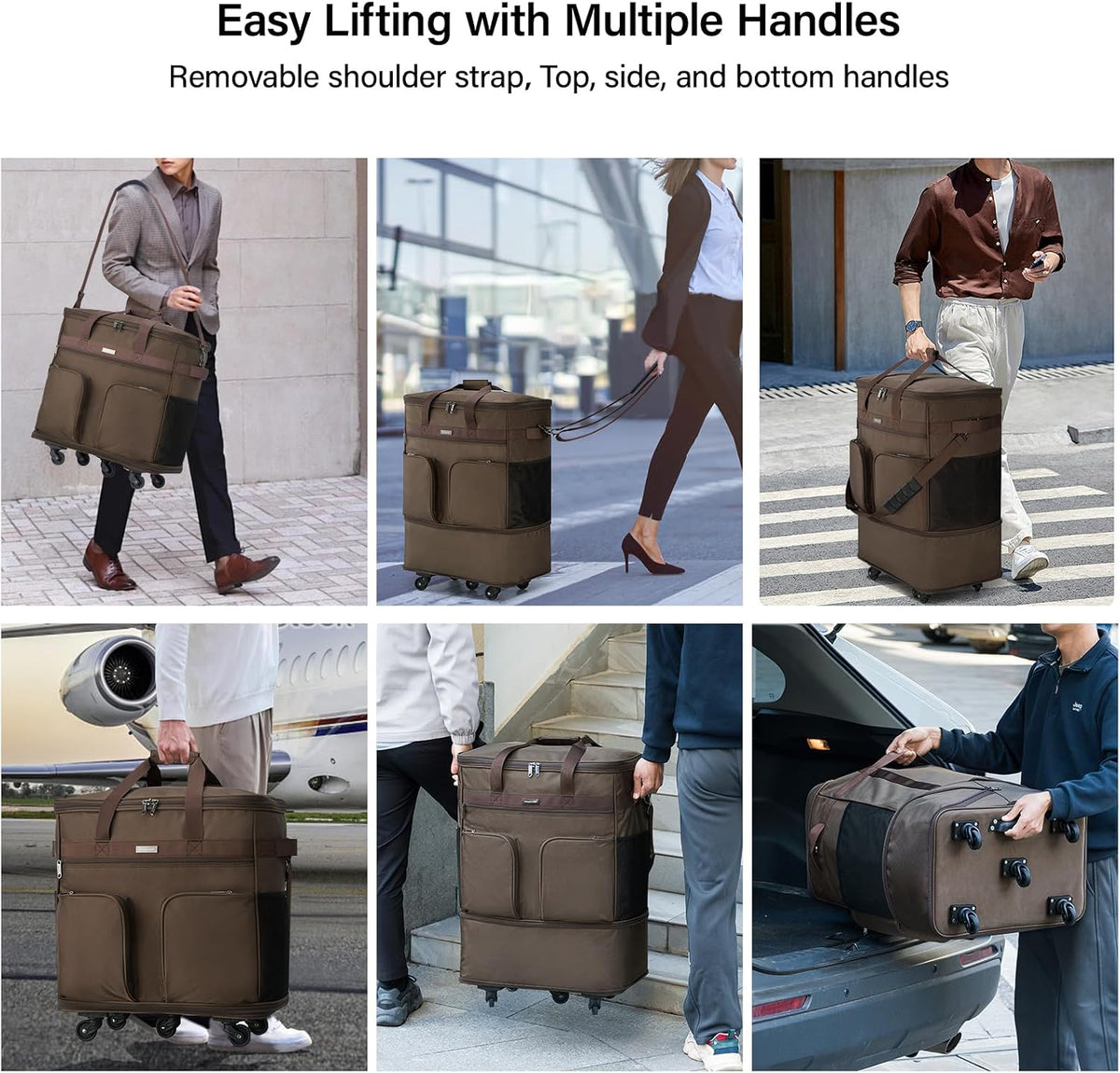 Suitcases with Wheels Expandable Foldable Luggage Bag Suitcase Collapsible Rolling Travel Bag Duffel Bag for Men Women Lightweight Suitcases without Telescoping Handle, Purple