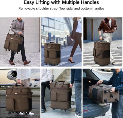 Suitcases with Wheels Expandable Foldable Luggage Bag Suitcase Collapsible Rolling Travel Bag Duffel Bag for Men Women Lightweight Suitcases without Telescoping Handle, Purple