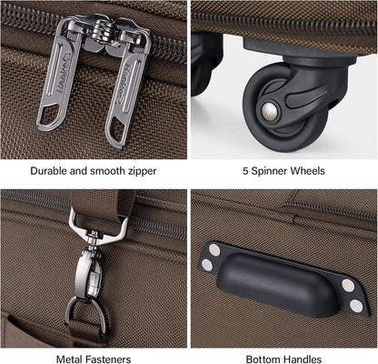 Suitcases with Wheels Expandable Foldable Luggage Bag Suitcase Collapsible Rolling Travel Bag Duffel Bag for Men Women Lightweight Suitcases without Telescoping Handle, Purple