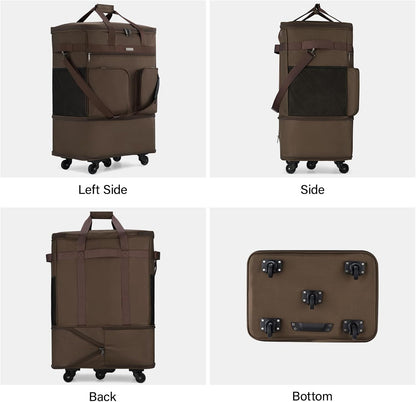 Suitcases with Wheels Expandable Foldable Luggage Bag Suitcase Collapsible Rolling Travel Bag Duffel Bag for Men Women Lightweight Suitcases without Telescoping Handle, Purple