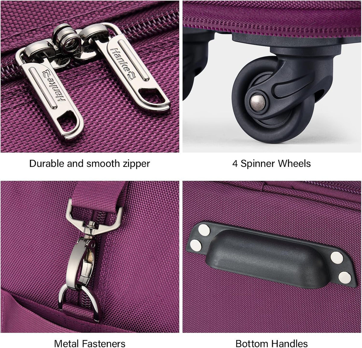 Suitcases with Wheels Expandable Foldable Luggage Bag Suitcase Collapsible Rolling Travel Bag Duffel Bag for Men Women Lightweight Suitcases without Telescoping Handle, Purple