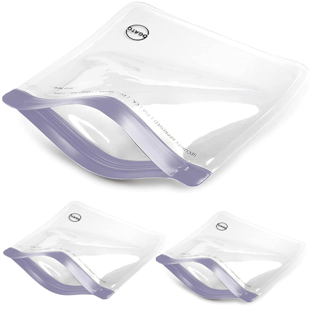 Ogato 3pcs - Clear TSA Approved Toiletry Bag - Our Quart Size Clear Toiletry Bags are Security Approved Worldwide for Liquids & Cosmetics - 100% 3-1-1 Compliant Travel Bags for Toiletries