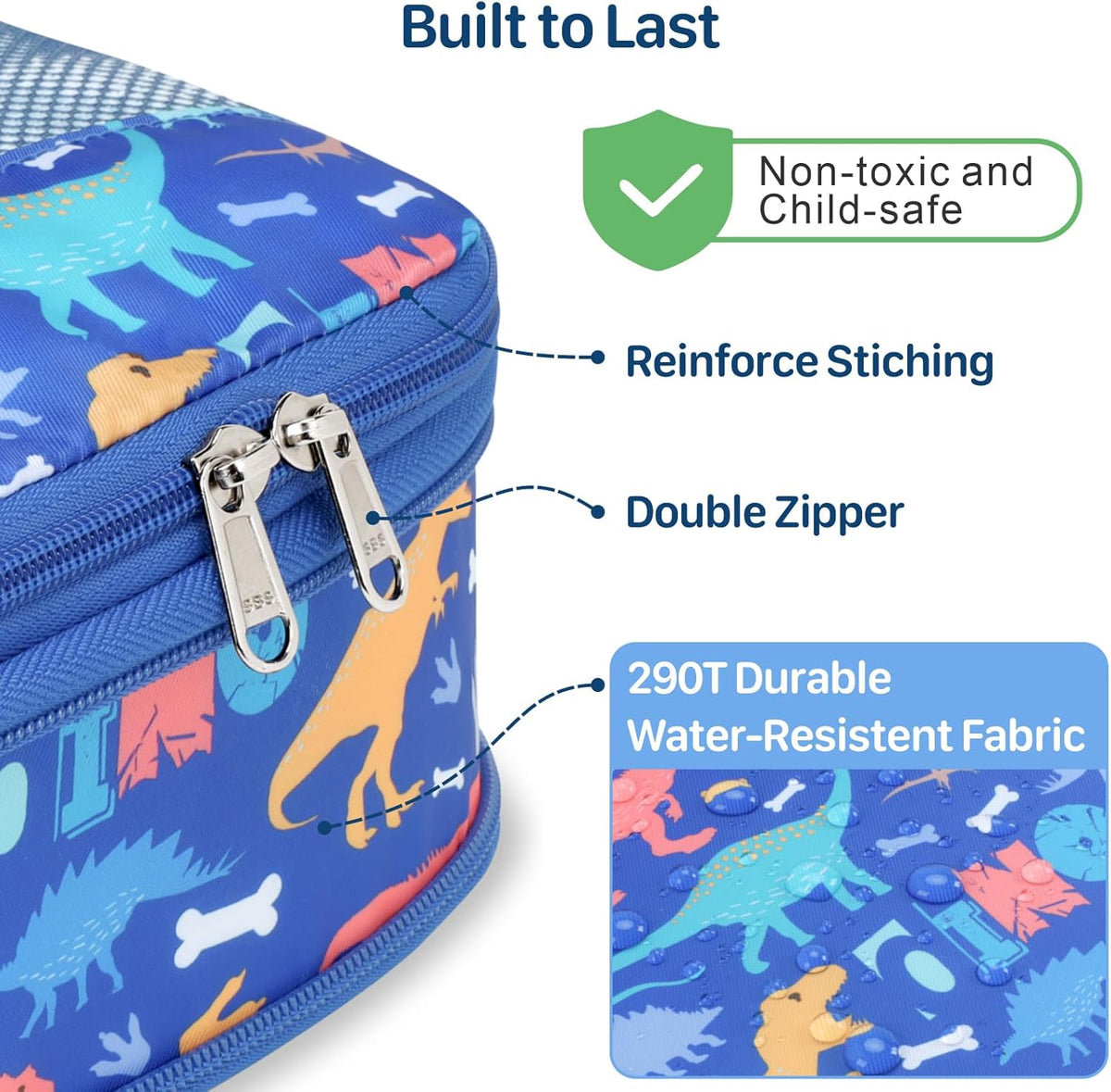 Kids Compression Packing Cubes - 4 PCS Sets, Black Dinasour | Water Resistant 4 Piece Set with Shoe Bag, Toddler Suitcase Organizer Set, Expandable Storage for Luggage